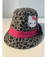 Hello Kitty girls Fedora Black &amp; Grey Leopard Print Hot Pink trim Sanrio... - £13.10 GBP