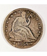 1854 50C Seated Liberty Half Dollar in Very Good VG Condition, Light Gra... - $100.84 CAD