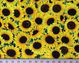 Cotton Sunflowers Floral Nature Spring Blossoms Fabric Print by the Yard... - $13.95
