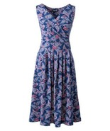 Lands End Women&#39;s Banded Waist Fit and Flare Dress Heritage Blue Paisley... - $951.78 MXN