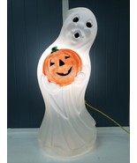 Vintage Halloween Ghost Holding Pumpkin Blow Mold 33” Tall X 14” Wide - £66.16 GBP