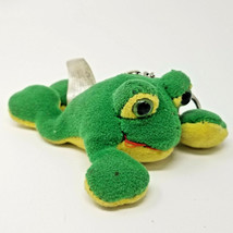 Leaping Frog Keychain Large Stuffed Yellow Green Red Vintage Anco - $12.30