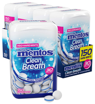 Mentos Clean Breath Sugarfree Hard Mint, 150Pc, Intense Peppermint (Pack of 4 Bo - £29.14 GBP