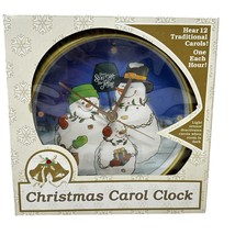 Feldstein Musical Christmas Carol Wall Clock Snowman Family Analog Round - £16.26 GBP