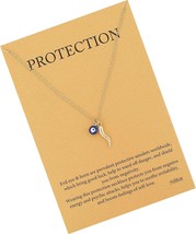 Dainty Blue Evil Eye Charm Horn Pendant Necklace for - $55.10