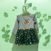 Celebrate St. Patrick&#39;s Day Toddler Girl&#39;s Dress Green Gold Tutu Shamroc... - $11.39