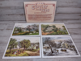 Vintage Four Currier &amp; Ives Lithographs American Homestead Four Seasons 5&quot;x7&quot; - £6.40 GBP