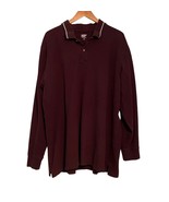 LANDS END Men 2XL Polo Shirt Plum Long Sleeved 50 52 Traditional Fit Cotton - $339.62 MXN