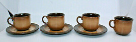 Winterling Pfalzkeramik Sahara Brown Coffee Tea 4 Mug Cups 3 Saucers Set... - $72.36