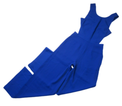 NWT BCBG MaxAzria Rossana in Royal Blue Satin Wide Leg Cutout Jumpsuit 0 x 32 - $82.00