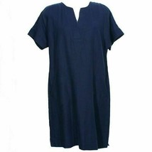RALPH LAUREN Navy Blue Linen Short Sleeve Shift Dress 8 - £54.81 GBP