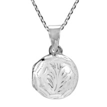 Carved Tree Branch Round Locket Sterling Silver Necklac - $20.09