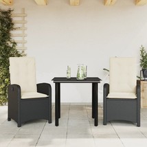  Garden Dining Set Black PE Rattan Adjustable Feet - $8,975.61 MXN
