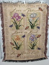 Kathleen Denis Multicolor Floral Love Is Patient Throw Blanket Size 36X44 - £26.55 GBP