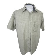 Wrangler Outdoor Men camp shirt short sleeve pit to pit 26 L beige print cotton - £15.81 GBP