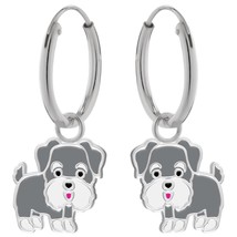 Schnauzer Dog 925 Silver Hoop Earrings - £13.44 GBP