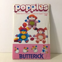 Popples 1980&#39;s TV Cartoon Butterick Pattern #418 Makes 3 Characters Uncu... - £23.37 GBP