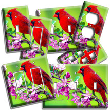 Red Cardinal Bird Flower Blossom Light Switch Outlet Wall Cover Plate Room Decor - £14.36 GBP+