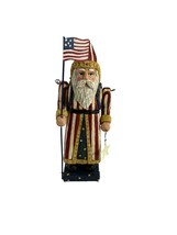 Patriotic Santa Claus Holding American Flag Resin Metal Star 10&quot; Stars Stripes - £23.74 GBP