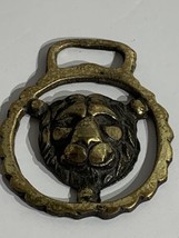 Mini Horse Brass Medallion Of a Lion Head Rustic Cottagecore Boho chic J... - $14.54