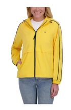 Tommy Hilfiger Womens Windbreaker Jacket Yellow High-Low Hem Mesh Lining - $55.99