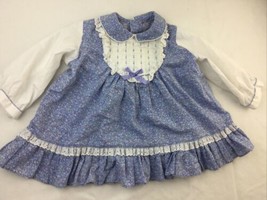 Vintage Baby Girls blue calico Dress Size 18m ?  no Size Tag - $14.84