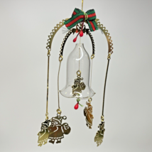 Nobel Hall Christmas Holiday Mobile Hanging Metal and Glass Bell Ornament Santa - £11.82 GBP