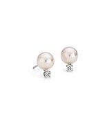18Carat White Gold &amp; Akoya White Cultured Pearl &amp; Diamond Set Pair Drop ... - $1,041.01
