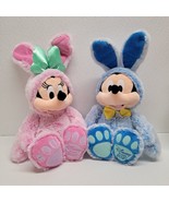 Disney Store Mickey &amp; Minnie Mouse Bunny Easter 2021 Pink &amp; Blue Plush S... - $33.69 CAD