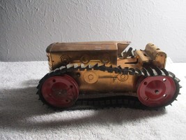 Vintage tin 1939 Marx copper toned wind up tractor works for parts - $24.05