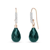 Galaxy Gold GG 14k Rose Gold Fish Hook Earrings with Diamonds and Emeralds - £315.80 GBP+