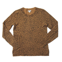 NWT J.Crew Cashmere Crewneck Sweater in Burnished Timber Black Leopard Dot S - £49.77 GBP