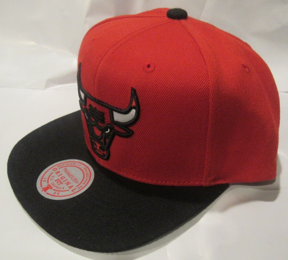 Primary image for NWT NBA Mitchell & Ness Snapback Hat - Chicago Bulls OSFM Red/Black Brim 1966