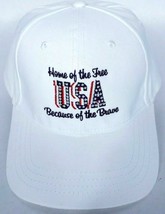 Home Of The Free Because Of The Brave USA Men&#39;s Patriotic Hat White One ... - £19.42 GBP