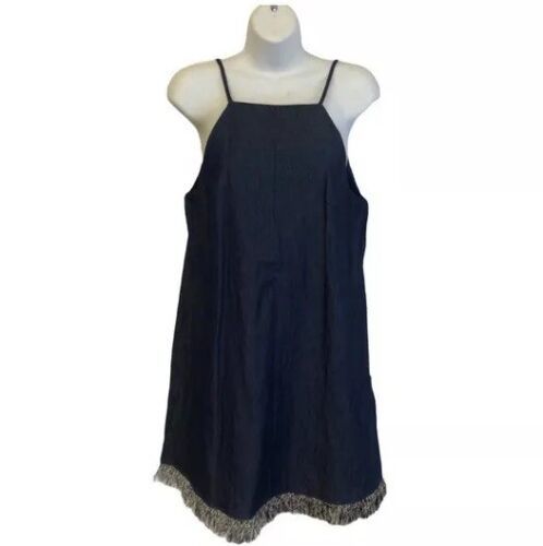 Lumiere chambray “denim” string fringe dress Women’s Size S Small - $14.84