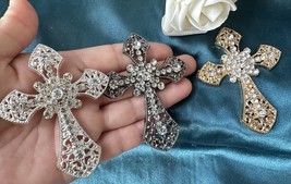 3pieces Cross Rhinestone Buttons Accessories Handmade Clothing Decorated... - $5.85