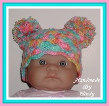 Jester Girls Hat Multi Colored Pom Poms Baby Pompoms Newborn Winter 0-6 Months - $12.00