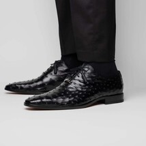Criss Genuine Ostrich Quill Classic Dress Shoes Oxford Black image 6