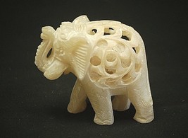 Vintage Soap Stone Hand Carved Wild Elephant w Baby Inside Figurine Shelf Decor - £39.68 GBP