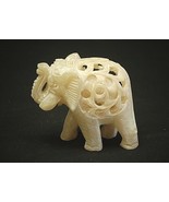 Vintage Soap Stone Hand Carved Wild Elephant w Baby Inside Figurine Shel... - £39.44 GBP