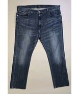 Lucky Brand 181 Relaxed Straight Jeans Mens 42x34 Blue Candiani Denim Wh... - $29.19