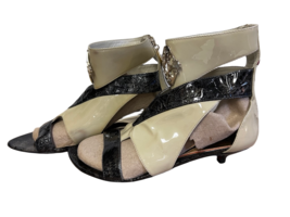 Gracienne NWOB $383 Kitten Heels Patent Leather Gladiator Bone Bronze 6 M - $33.86