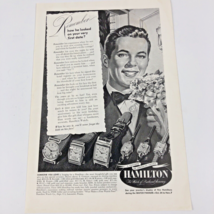 1948 Hamilton Wristwatch and Plymouth Woodie Station Wagon Print Ad Original - £6.16 GBP