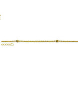 14K Solid Gold Bead Station Axis Anklet -Yellow 9&quot;-10&quot; adjust -Minimalist - £196.41 GBP