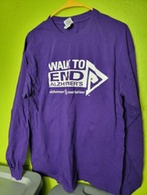 Walk to End Alzheimer&#39;s Purple Long Sleeve T-shirt Size Large - £15.43 GBP