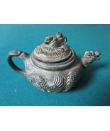 ANTIQUE CHINESE TEAPOT SERPENT DRAGONS 3 X 6&quot; STAMPED ON BACK  GREY - £158.07 GBP