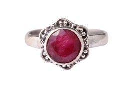 Rubí Natural Hecho a Mano 925 Anillo Plata de Ley Talla US 4-12 Joyería Regalo - £27.40 GBP