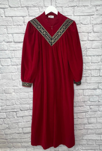 Vintage Vanity Fair Christmas Robe 1/2 Zip Red Fleece Size M Pockets Long House - £38.88 GBP