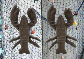 Cast Iron Nautical Cajun Crawfish Baby Lobster Decorative Accent Decor Set Of 2 - £16.23 GBP