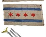 Moon Knives 2x3 City of Chicago Illinois 2ply Flag Aluminum Pole Kit Set... - $29.88